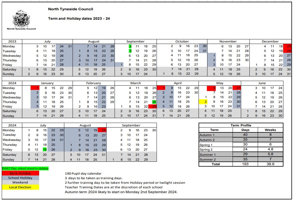 School Term & Holiday Dates – Greenfields Community Primary School